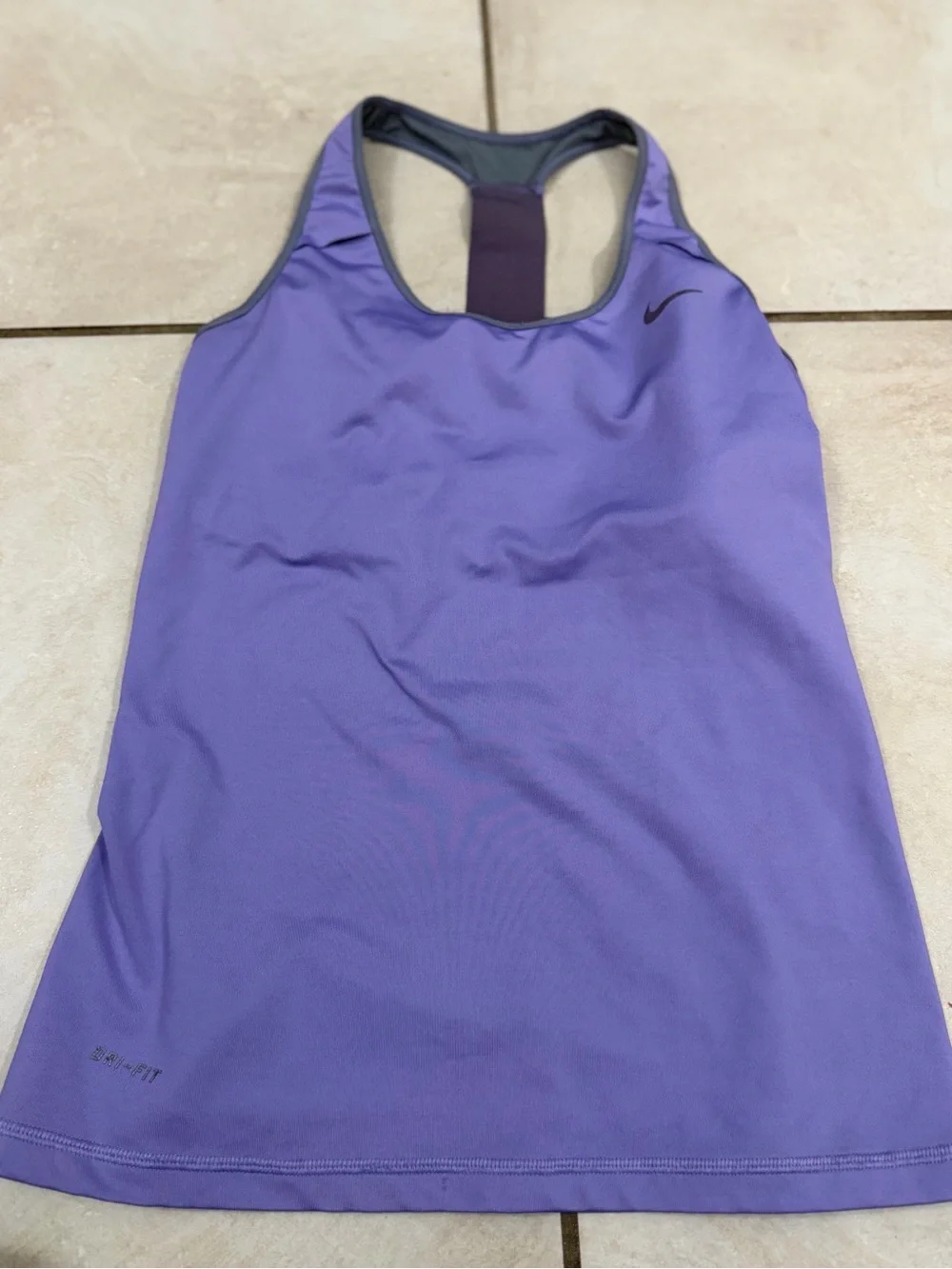 Nike Dri-Fit purple racerback tank top with build in shelf bra (no padding)